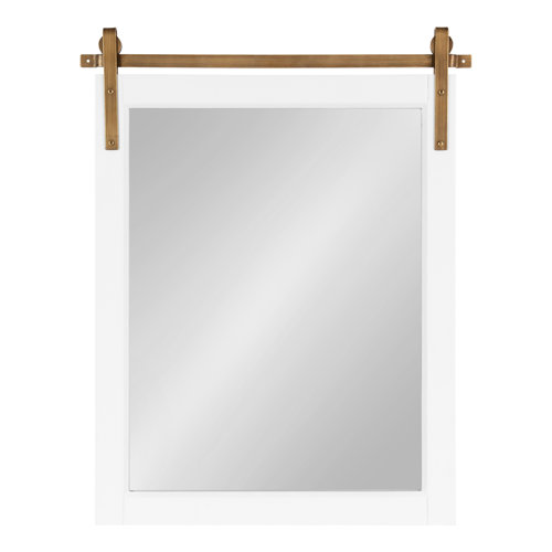 Gracie Oaks Strickler Rectangle Barn DoorInspired Wood Wall Mirror